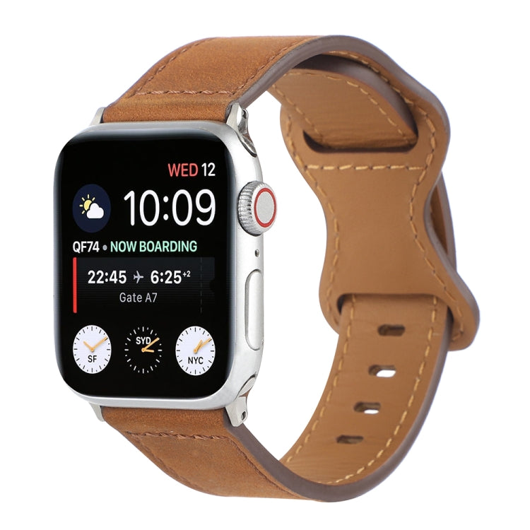 Cinturino con fibbia a farfalla in pelle Crazy Horse per Apple Watch Series, 7 41mm / 6&SE&5&4 40mm / 3&2&1 38mm, 7 45mm / 6&SE&5&4 44mm / 3&2&1 42mm