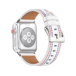 Cinturino in pelle a tre righe per Apple Watch Series, 7 41mm / 6&SE&5&4 40mm / 3&2&1 38mm, 7 45mm / 6&SE&5&4 44mm / 3&2&1 42mm