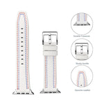 Cinturino in pelle a tre righe per Apple Watch Series, 7 41mm / 6&SE&5&4 40mm / 3&2&1 38mm, 7 45mm / 6&SE&5&4 44mm / 3&2&1 42mm