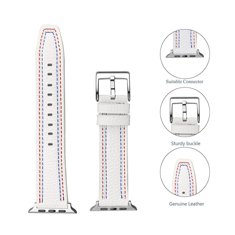 Cinturino in pelle a tre righe per Apple Watch Series, 7 41mm / 6&SE&5&4 40mm / 3&2&1 38mm, 7 45mm / 6&SE&5&4 44mm / 3&2&1 42mm