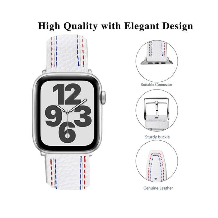 Cinturino in pelle a tre righe per Apple Watch Series, 7 41mm / 6&SE&5&4 40mm / 3&2&1 38mm, 7 45mm / 6&SE&5&4 44mm / 3&2&1 42mm