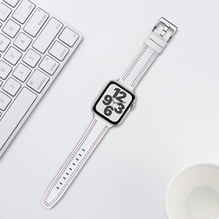 Cinturino in pelle a tre righe per Apple Watch Series, 7 41mm / 6&SE&5&4 40mm / 3&2&1 38mm, 7 45mm / 6&SE&5&4 44mm / 3&2&1 42mm