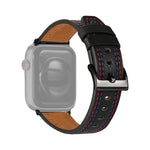 Cinturino in pelle a tre righe per Apple Watch Series, 7 41mm / 6&SE&5&4 40mm / 3&2&1 38mm, 7 45mm / 6&SE&5&4 44mm / 3&2&1 42mm