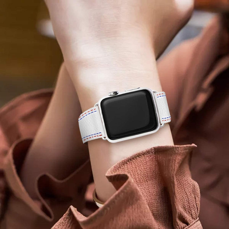 Cinturino in pelle a tre righe per Apple Watch Series, 7 41mm / 6&SE&5&4 40mm / 3&2&1 38mm, 7 45mm / 6&SE&5&4 44mm / 3&2&1 42mm