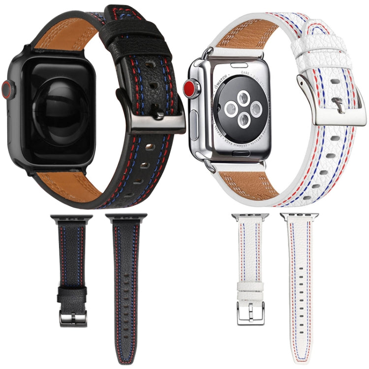 Cinturino in pelle a tre righe per Apple Watch Series, 7 41mm / 6&SE&5&4 40mm / 3&2&1 38mm, 7 45mm / 6&SE&5&4 44mm / 3&2&1 42mm