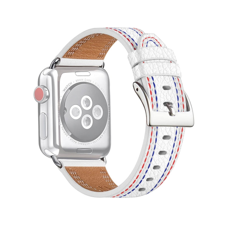 Cinturino in pelle a tre righe per Apple Watch Series, 7 41mm / 6&SE&5&4 40mm / 3&2&1 38mm, 7 45mm / 6&SE&5&4 44mm / 3&2&1 42mm