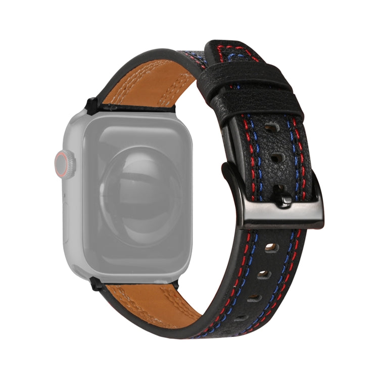 Cinturino in pelle a tre righe per Apple Watch Series, 7 41mm / 6&SE&5&4 40mm / 3&2&1 38mm, 7 45mm / 6&SE&5&4 44mm / 3&2&1 42mm