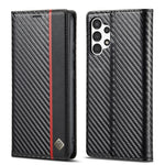 LC.IMEEKE Custodia per telefono in pelle con vibrazione orizzontale in fibra di carbonio, For Samsung Galaxy A13 4G