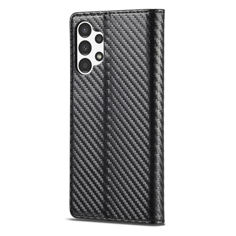 LC.IMEEKE Custodia per telefono in pelle con vibrazione orizzontale in fibra di carbonio, For Samsung Galaxy A13 4G