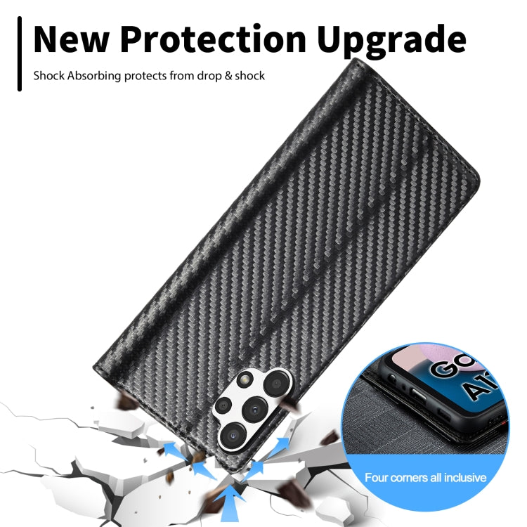 LC.IMEEKE Custodia per telefono in pelle con vibrazione orizzontale in fibra di carbonio, For Samsung Galaxy A13 4G