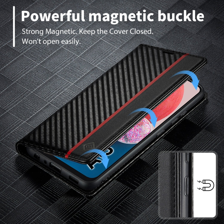 LC.IMEEKE Custodia per telefono in pelle con vibrazione orizzontale in fibra di carbonio, For Samsung Galaxy A13 4G