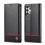 LC.IMEEKE Custodia per telefono in pelle con vibrazione orizzontale in fibra di carbonio, For Samsung Galaxy A13 4G