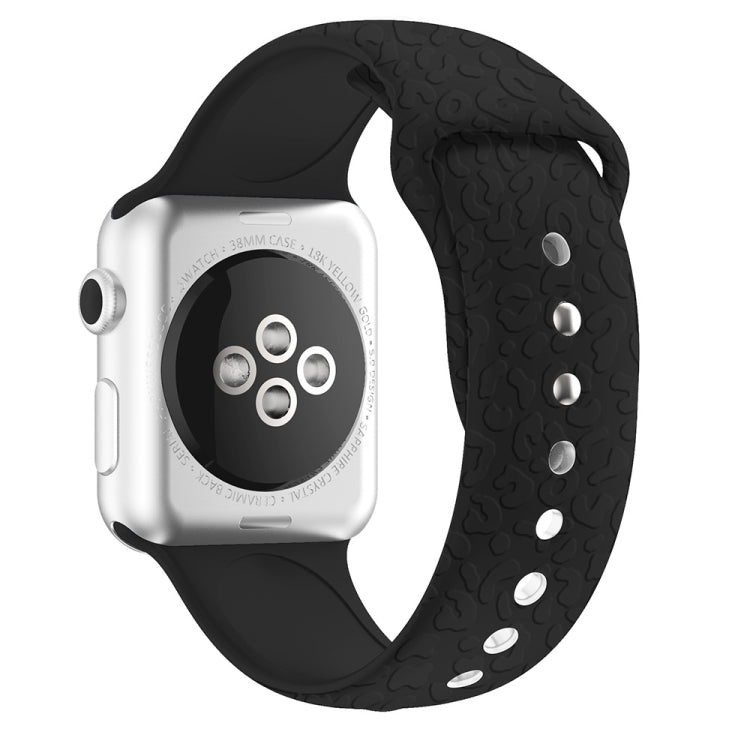 Cinturino in silicone con goffratura leopardata per la serie Apple Watch, 7 41mm / 6&SE&5&4 40mm / 3&2&1 38mm, 7 45mm / 6&SE&5&4 44mm / 3&2&1 42mm