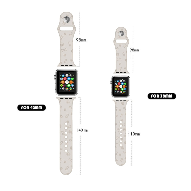 Cinturino in silicone con goffratura della zampa di cane per la serie Apple Watch, 7 41mm / 6&SE&5&4 40mm / 3&2&1 38mm, 7 45mm / 6&SE&5&4 44mm / 3&2&1 42mm