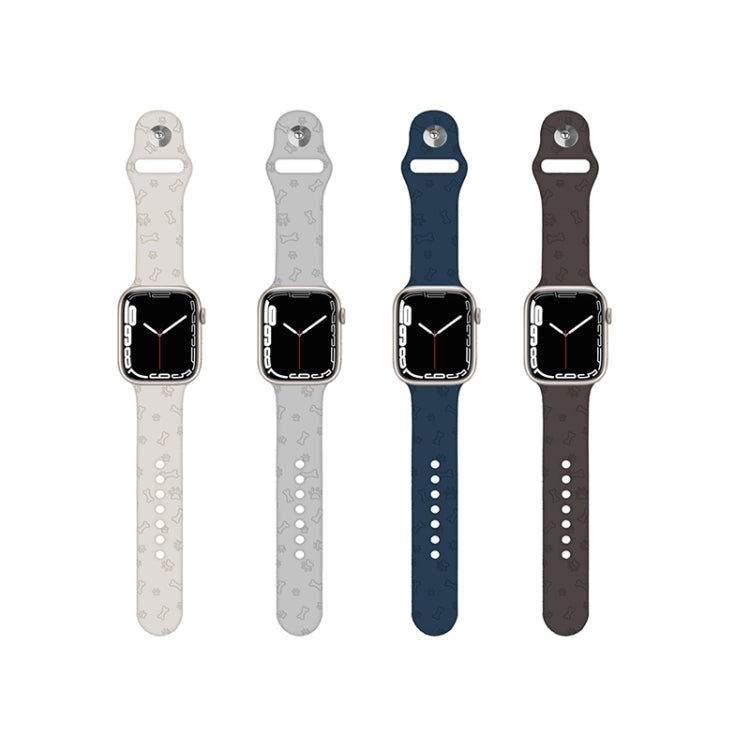 Cinturino in silicone con goffratura della zampa di cane per la serie Apple Watch, 7 41mm / 6&SE&5&4 40mm / 3&2&1 38mm, 7 45mm / 6&SE&5&4 44mm / 3&2&1 42mm