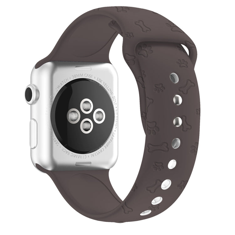 Cinturino in silicone con goffratura della zampa di cane per la serie Apple Watch, 7 41mm / 6&SE&5&4 40mm / 3&2&1 38mm, 7 45mm / 6&SE&5&4 44mm / 3&2&1 42mm