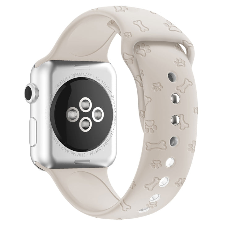 Cinturino in silicone con goffratura della zampa di cane per la serie Apple Watch, 7 41mm / 6&SE&5&4 40mm / 3&2&1 38mm, 7 45mm / 6&SE&5&4 44mm / 3&2&1 42mm