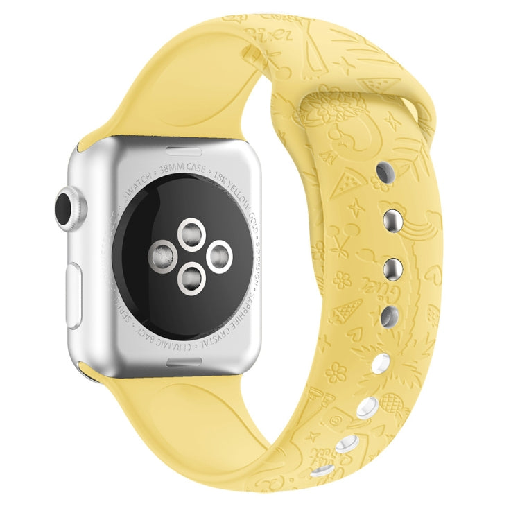 Cinturino in silicone con goffratura fenicottero per la serie Apple Watch, 7 41mm / 6&SE&5&4 40mm / 3&2&1 38mm, 7 45mm / 6&SE&5&4 44mm / 3&2&1 42mm