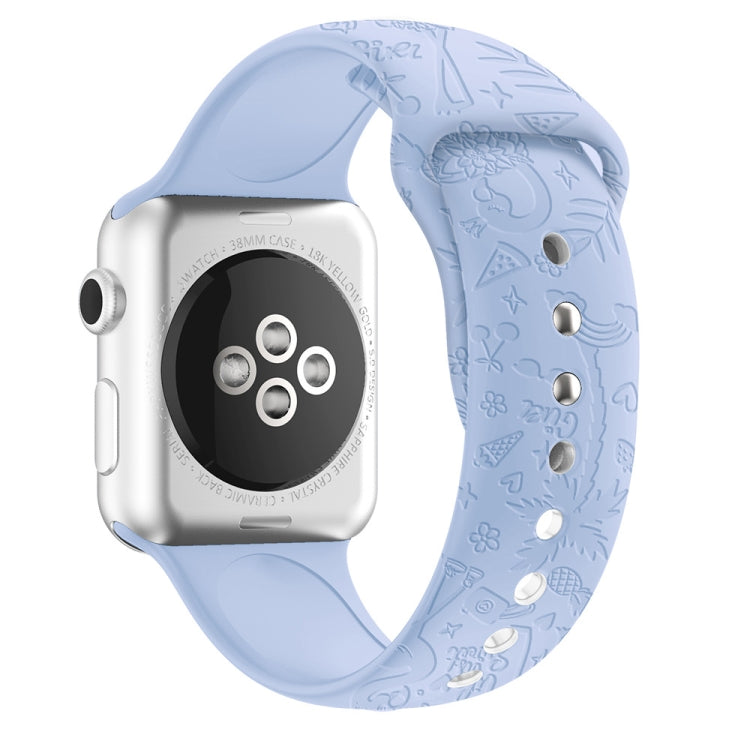 Cinturino in silicone con goffratura fenicottero per la serie Apple Watch, 7 41mm / 6&SE&5&4 40mm / 3&2&1 38mm, 7 45mm / 6&SE&5&4 44mm / 3&2&1 42mm