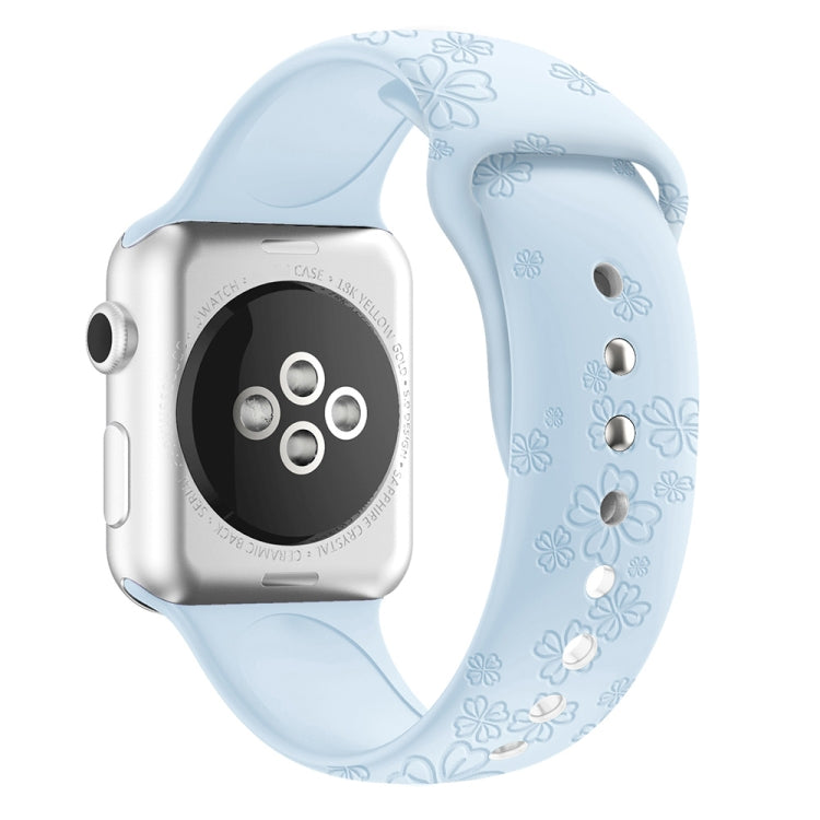 Cinturino in silicone con goffratura quadrifoglio per Apple Watch Series, 7 41mm / 6&SE&5&4 40mm / 3&2&1 38mm, 7 45mm / 6&SE&5&4 44mm / 3&2&1 42mm