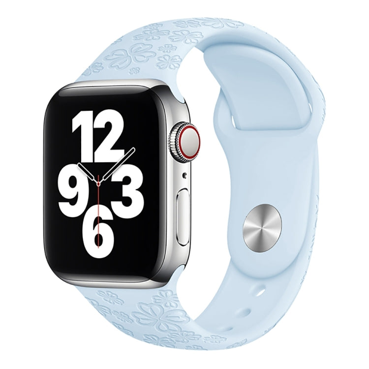 Cinturino in silicone con goffratura quadrifoglio per Apple Watch Series, 7 41mm / 6&SE&5&4 40mm / 3&2&1 38mm, 7 45mm / 6&SE&5&4 44mm / 3&2&1 42mm
