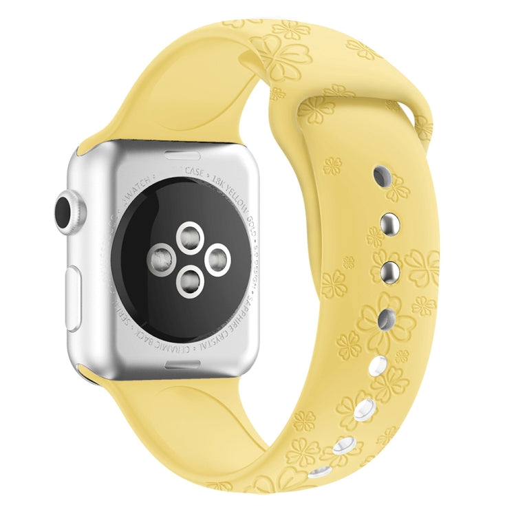 Cinturino in silicone con goffratura quadrifoglio per Apple Watch Series, 7 41mm / 6&SE&5&4 40mm / 3&2&1 38mm, 7 45mm / 6&SE&5&4 44mm / 3&2&1 42mm