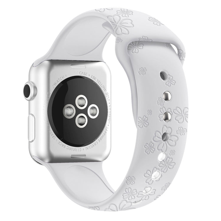 Cinturino in silicone con goffratura quadrifoglio per Apple Watch Series, 7 41mm / 6&SE&5&4 40mm / 3&2&1 38mm, 7 45mm / 6&SE&5&4 44mm / 3&2&1 42mm