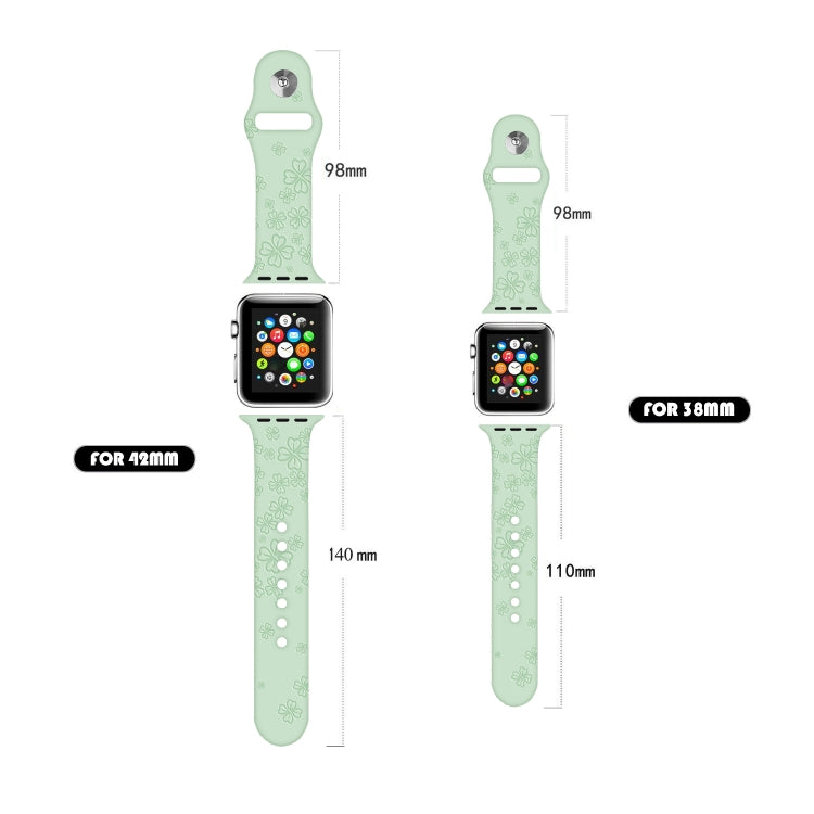 Cinturino in silicone con goffratura quadrifoglio per Apple Watch Series, 7 41mm / 6&SE&5&4 40mm / 3&2&1 38mm, 7 45mm / 6&SE&5&4 44mm / 3&2&1 42mm