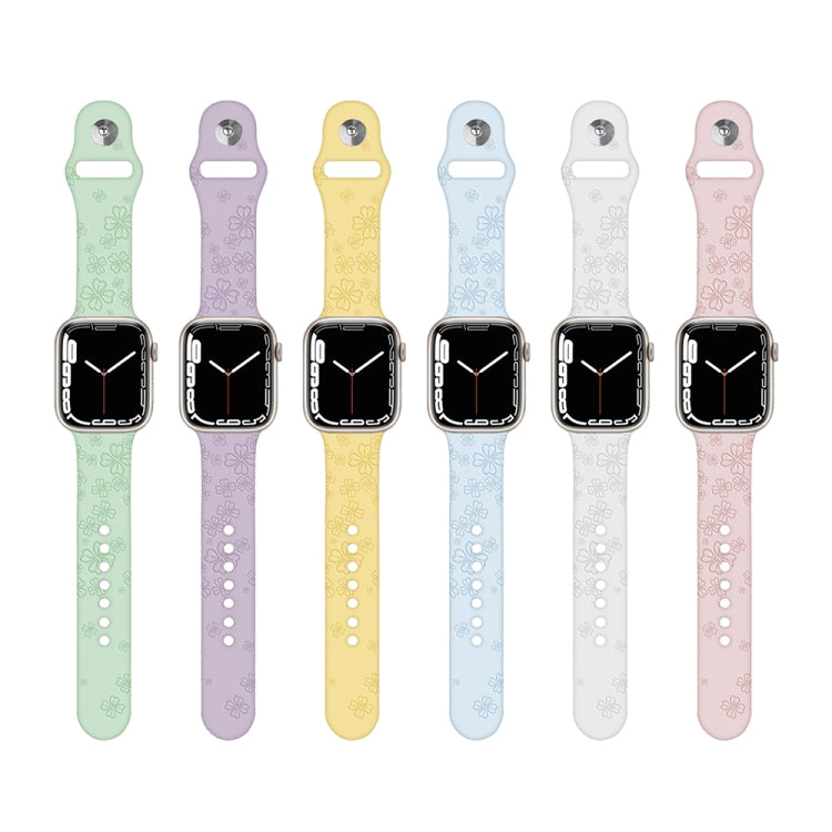 Cinturino in silicone con goffratura quadrifoglio per Apple Watch Series, 7 41mm / 6&SE&5&4 40mm / 3&2&1 38mm, 7 45mm / 6&SE&5&4 44mm / 3&2&1 42mm