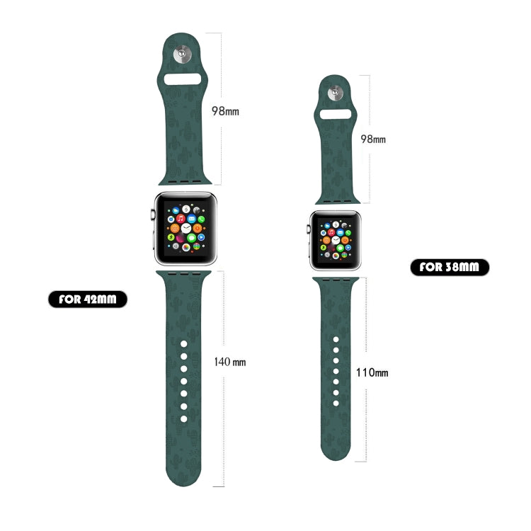 Cinturino in silicone con goffratura cactus per la serie Apple Watch, 7 41mm / 6&SE&5&4 40mm / 3&2&1 38mm, 7 45mm / 6&SE&5&4 44mm / 3&2&1 42mm