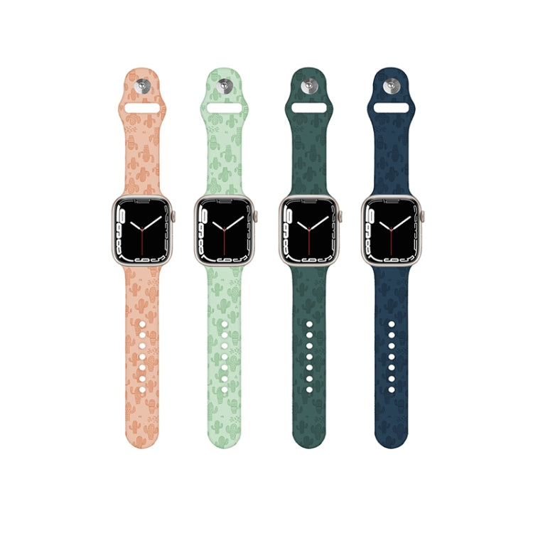 Cinturino in silicone con goffratura cactus per la serie Apple Watch, 7 41mm / 6&SE&5&4 40mm / 3&2&1 38mm, 7 45mm / 6&SE&5&4 44mm / 3&2&1 42mm