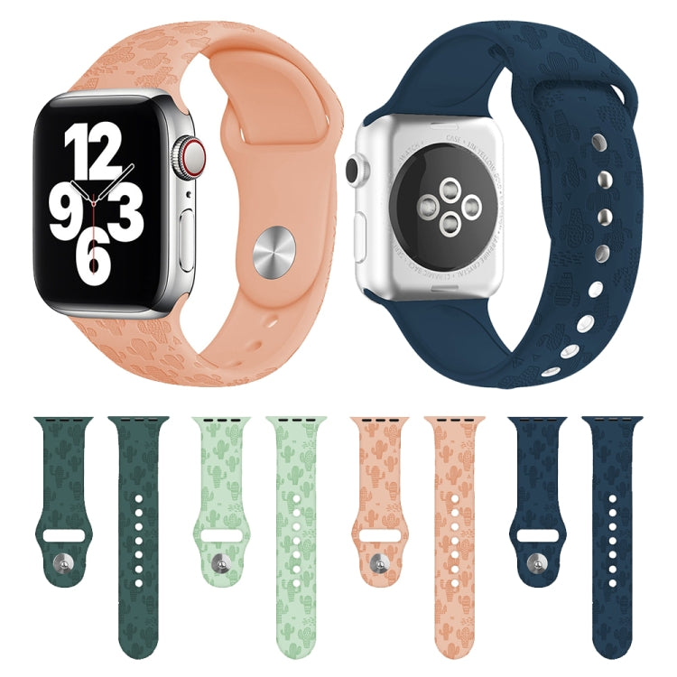 Cinturino in silicone con goffratura cactus per la serie Apple Watch, 7 41mm / 6&SE&5&4 40mm / 3&2&1 38mm, 7 45mm / 6&SE&5&4 44mm / 3&2&1 42mm