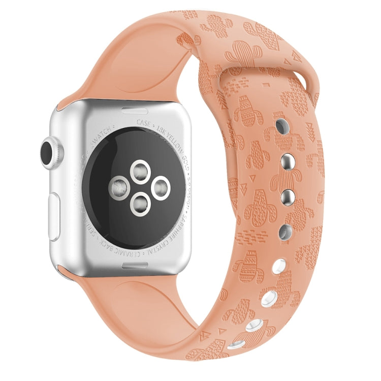 Cinturino in silicone con goffratura cactus per la serie Apple Watch, 7 41mm / 6&SE&5&4 40mm / 3&2&1 38mm, 7 45mm / 6&SE&5&4 44mm / 3&2&1 42mm