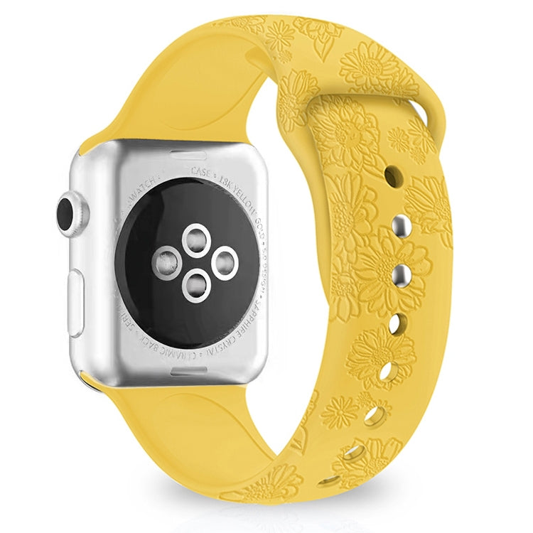 Cinturino in silicone con goffratura girasole per la serie Apple Watch, 7 41mm / 6&SE&5&4 40mm / 3&2&1 38mm, 7 45mm / 6&SE&5&4 44mm / 3&2&1 42mm