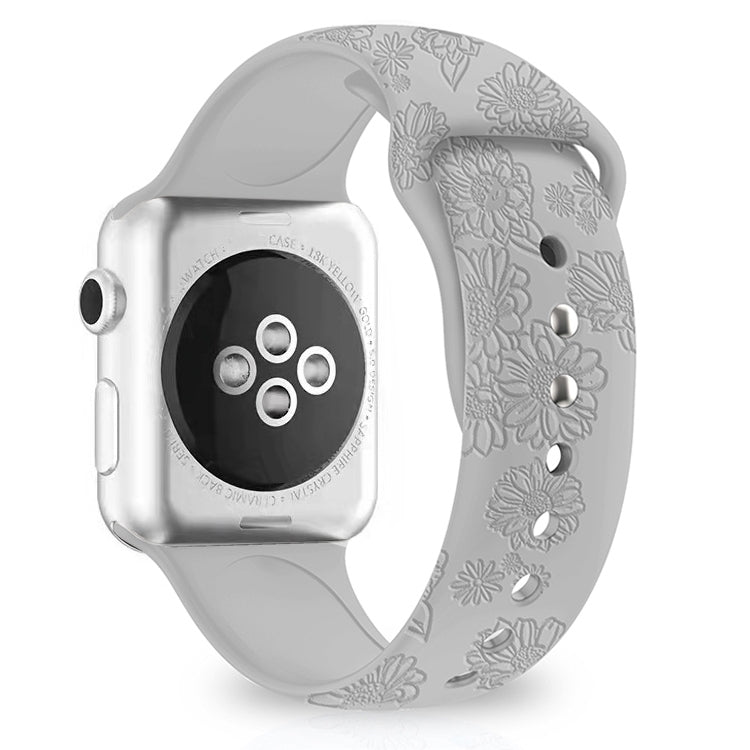 Cinturino in silicone con goffratura girasole per la serie Apple Watch, 7 41mm / 6&SE&5&4 40mm / 3&2&1 38mm, 7 45mm / 6&SE&5&4 44mm / 3&2&1 42mm