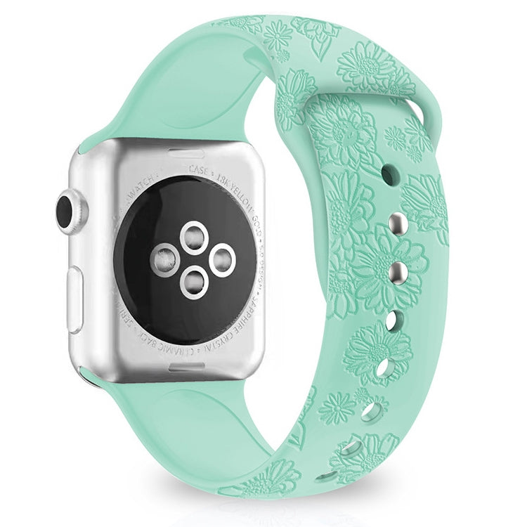 Cinturino in silicone con goffratura girasole per la serie Apple Watch, 7 41mm / 6&SE&5&4 40mm / 3&2&1 38mm, 7 45mm / 6&SE&5&4 44mm / 3&2&1 42mm