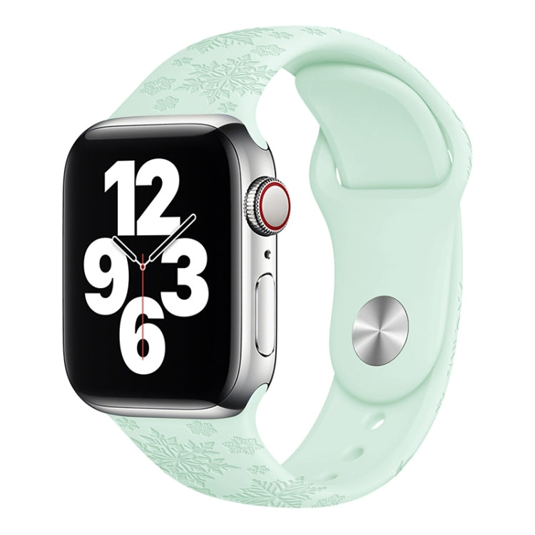 Cinturino in silicone con goffratura fiocco di neve per la serie Apple Watch, 7 41mm / 6&SE&5&4 40mm / 3&2&1 38mm, 7 45mm / 6&SE&5&4 44mm / 3&2&1 42mm