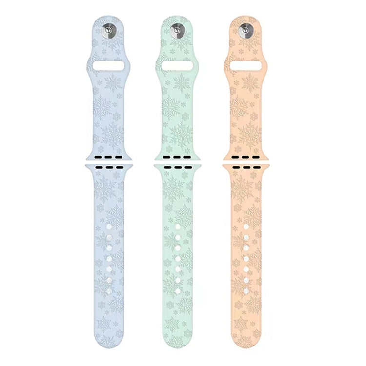 Cinturino in silicone con goffratura fiocco di neve per la serie Apple Watch, 7 41mm / 6&SE&5&4 40mm / 3&2&1 38mm, 7 45mm / 6&SE&5&4 44mm / 3&2&1 42mm