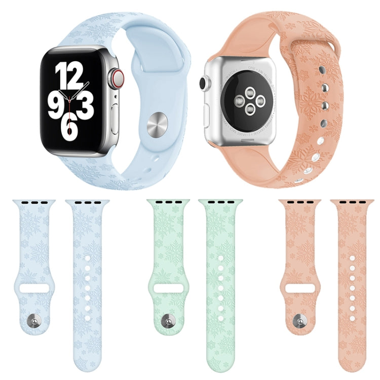 Cinturino in silicone con goffratura fiocco di neve per la serie Apple Watch, 7 41mm / 6&SE&5&4 40mm / 3&2&1 38mm, 7 45mm / 6&SE&5&4 44mm / 3&2&1 42mm