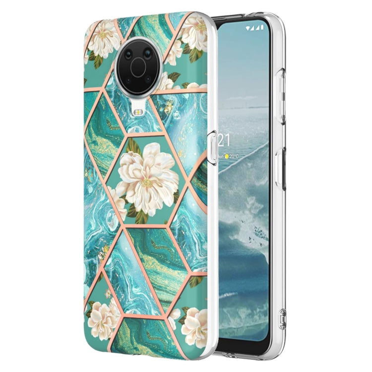 Custodia per telefono antiurto in TPU con motivo floreale in marmo con giunzione galvanica, For Nokia G10 / G20, For Nokia G21 / G11, For OPPO Realme 9 Pro+ 5G, For OPPO Realme 9 Pro 5G, For OPPO Realme 9i / A36/A96 4G, For Samsung Galaxy A13 4G