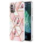 Custodia per telefono antiurto in TPU con motivo floreale in marmo con giunzione galvanica, For Nokia G10 / G20, For Nokia G21 / G11, For OPPO Realme 9 Pro+ 5G, For OPPO Realme 9 Pro 5G, For OPPO Realme 9i / A36/A96 4G, For Samsung Galaxy A13 4G