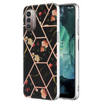 Custodia per telefono antiurto in TPU con motivo floreale in marmo con giunzione galvanica, For Nokia G10 / G20, For Nokia G21 / G11, For OPPO Realme 9 Pro+ 5G, For OPPO Realme 9 Pro 5G, For OPPO Realme 9i / A36/A96 4G, For Samsung Galaxy A13 4G