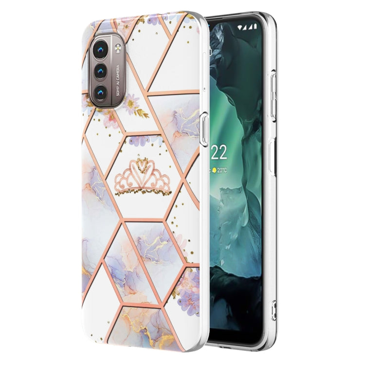 Custodia per telefono antiurto in TPU con motivo floreale in marmo con giunzione galvanica, For Nokia G10 / G20, For Nokia G21 / G11, For OPPO Realme 9 Pro+ 5G, For OPPO Realme 9 Pro 5G, For OPPO Realme 9i / A36/A96 4G, For Samsung Galaxy A13 4G