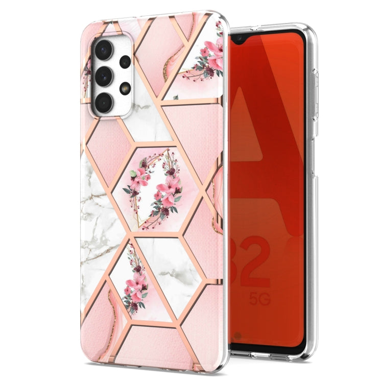 Custodia per telefono antiurto in TPU con motivo floreale in marmo con giunzione galvanica, For Samsung Galaxy A23 5G / 4G