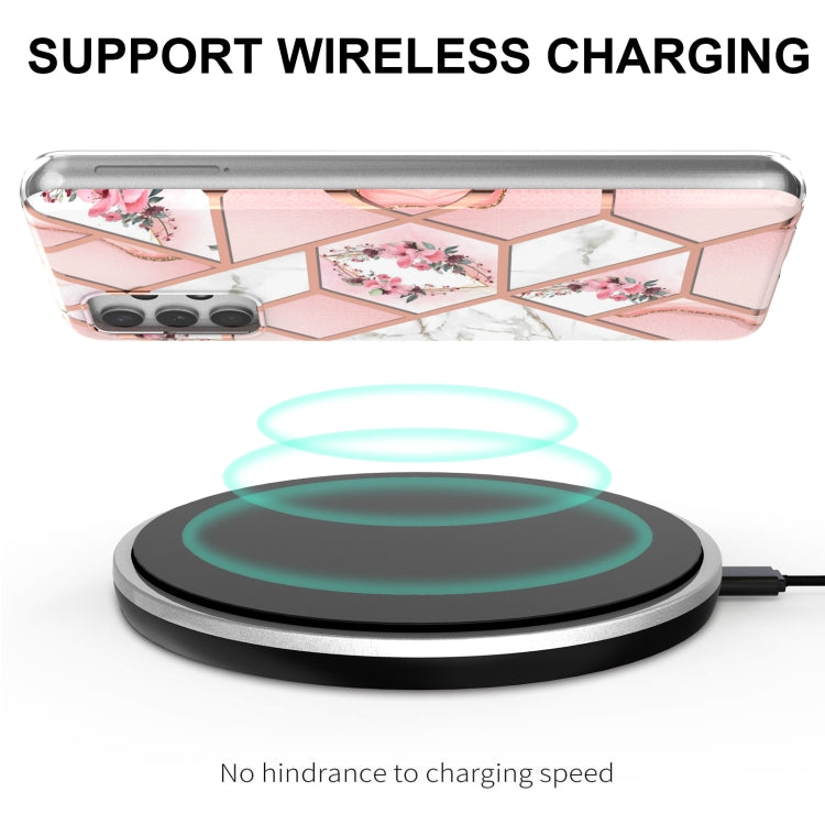Custodia per telefono antiurto in TPU con motivo floreale in marmo con giunzione galvanica, For Samsung Galaxy A23 5G / 4G
