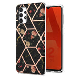 Custodia per telefono antiurto in TPU con motivo floreale in marmo con giunzione galvanica, For Samsung Galaxy A23 5G / 4G