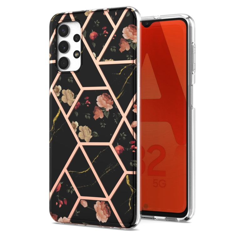 Custodia per telefono antiurto in TPU con motivo floreale in marmo con giunzione galvanica, For Samsung Galaxy A23 5G / 4G