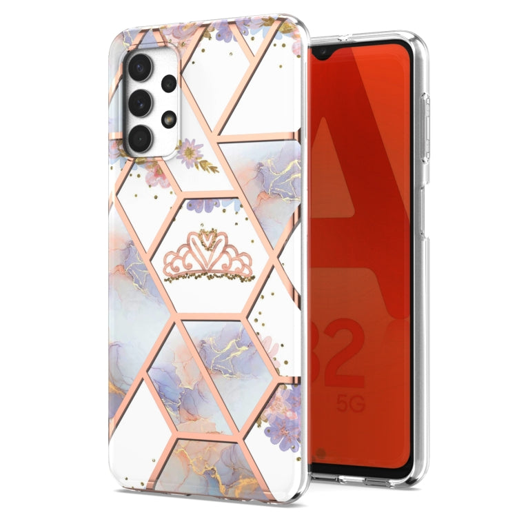 Custodia per telefono antiurto in TPU con motivo floreale in marmo con giunzione galvanica, For Samsung Galaxy A23 5G / 4G