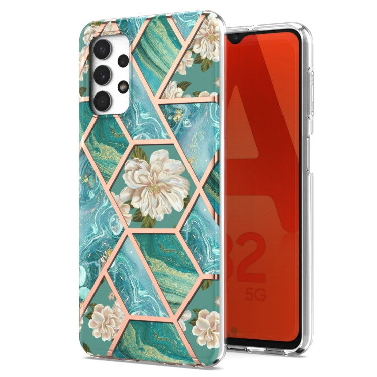 Custodia per telefono antiurto in TPU con motivo floreale in marmo con giunzione galvanica, For Samsung Galaxy A23 5G / 4G