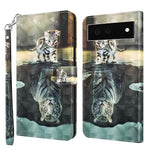Modello di pittura 3D TPU + custodia per telefono in pelle PU, For Google Pixel 6a